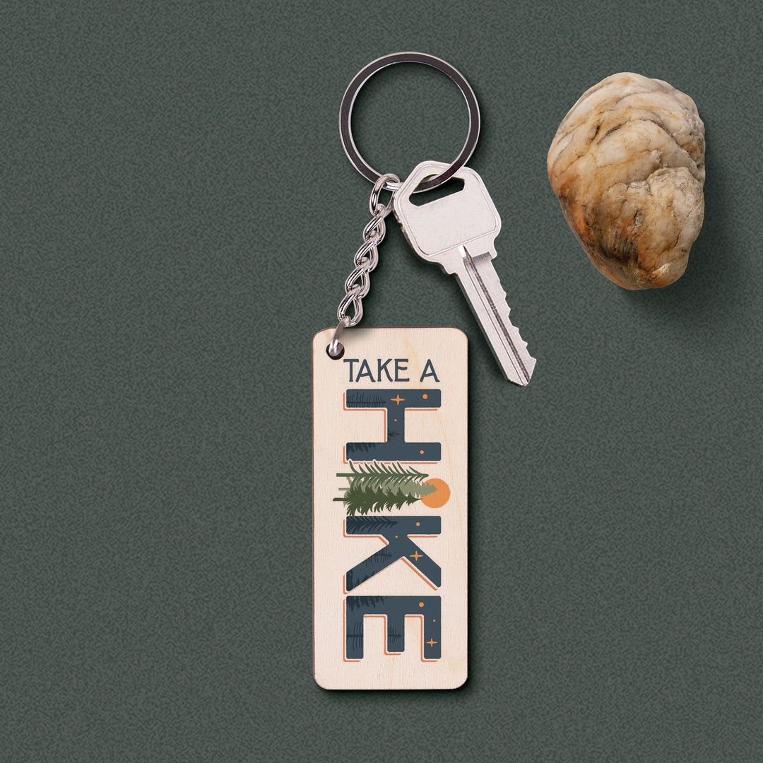 Take A Hike Maple Veneer Keychain