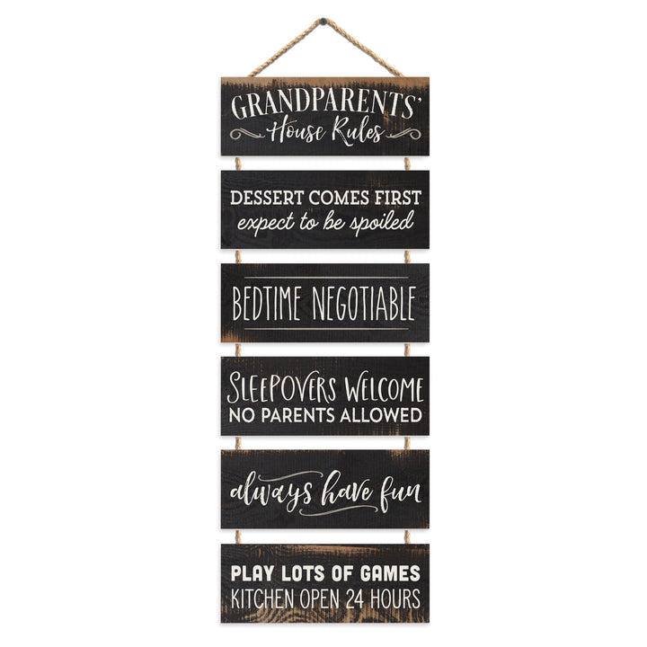 Grandparent's House Rules Stacked Hanging Sign
