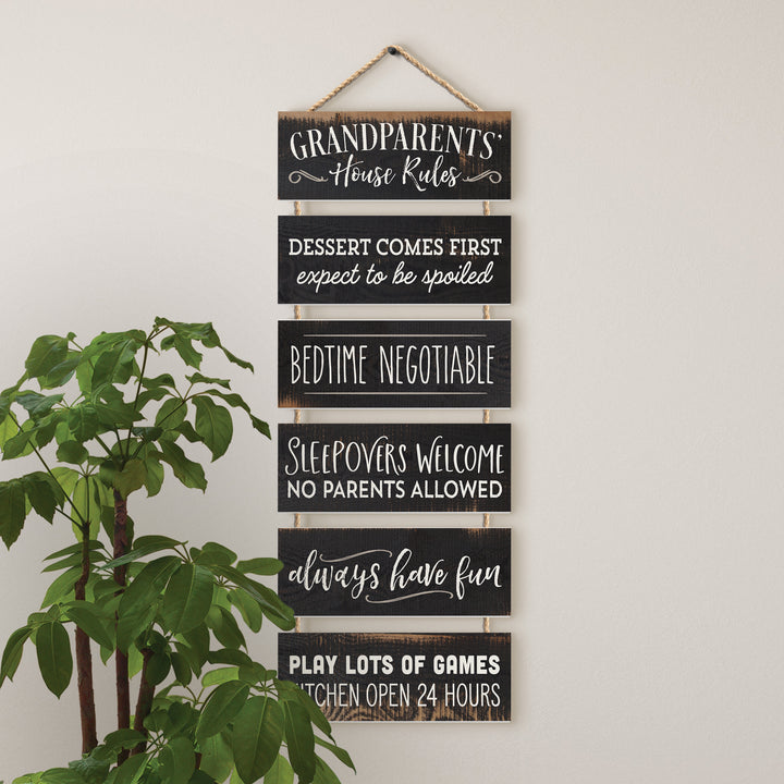 Grandparent's House Rules Stacked Hanging Sign