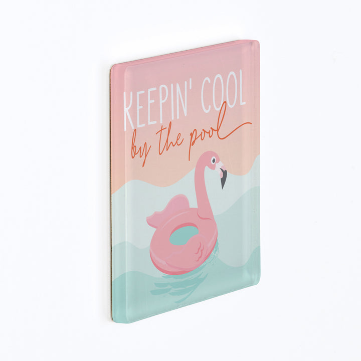 Keepin' Cool By The Pool Acrylic Square Magnet