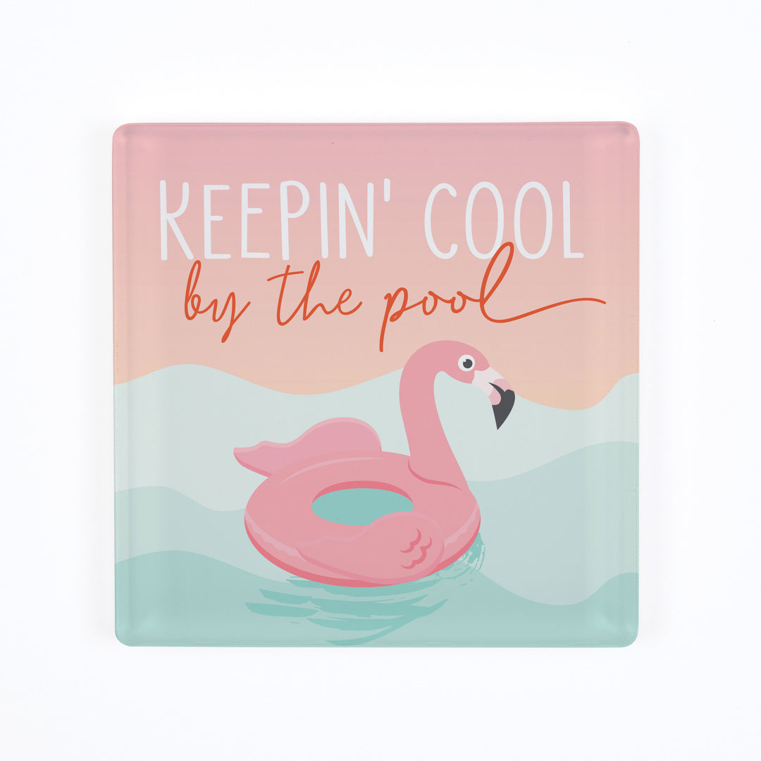 Keepin' Cool By The Pool Acrylic Square Magnet