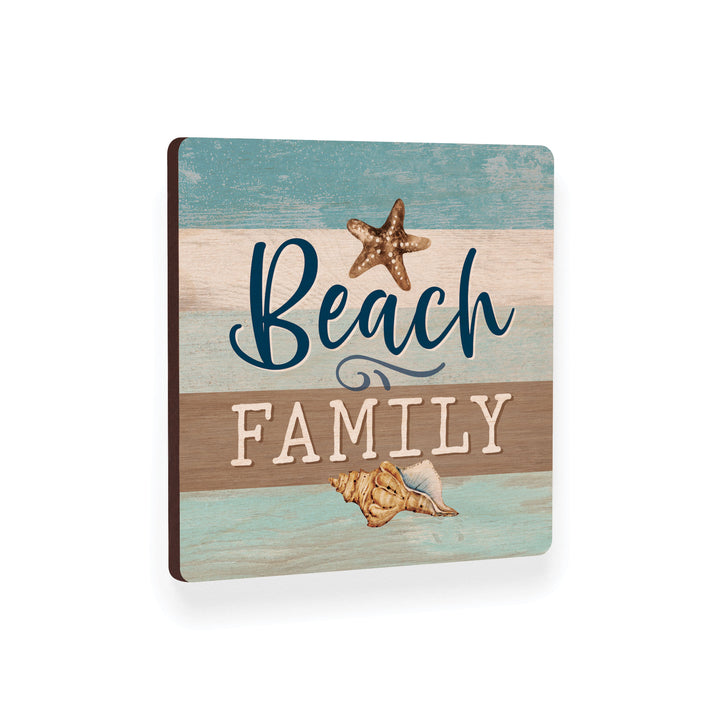 Beach Family Maple Veneer Magnet