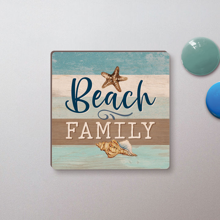 Beach Family Maple Veneer Magnet