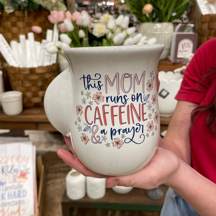 This Mom Runs On Caffeine And Prayer Cozy Cup