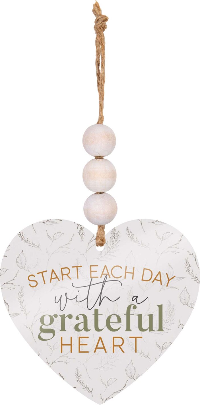 Start Each Day With A Grateful Heart Acrylic String Sign