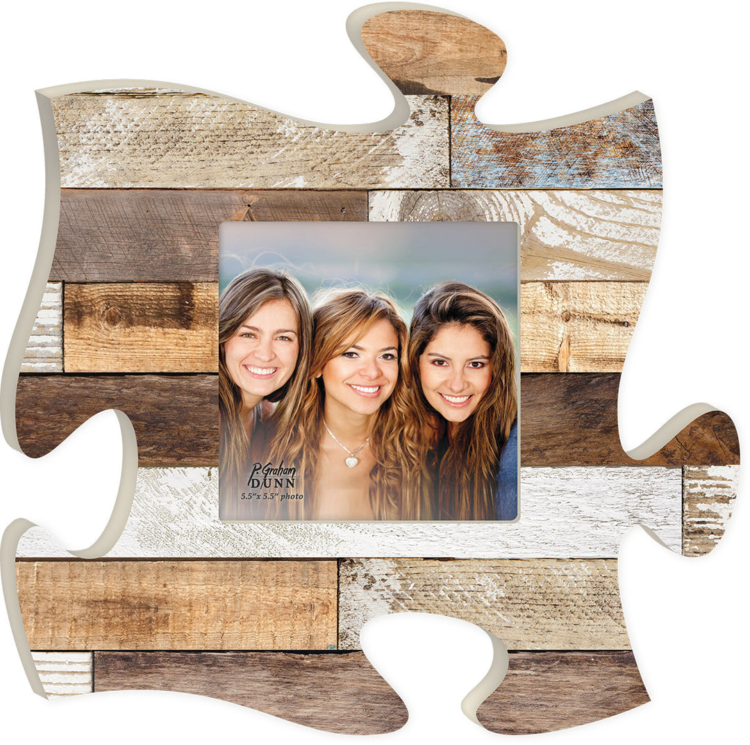 Multi Color Wood Puzzle Piece Photo Frame (5.5x5.5 Photo)