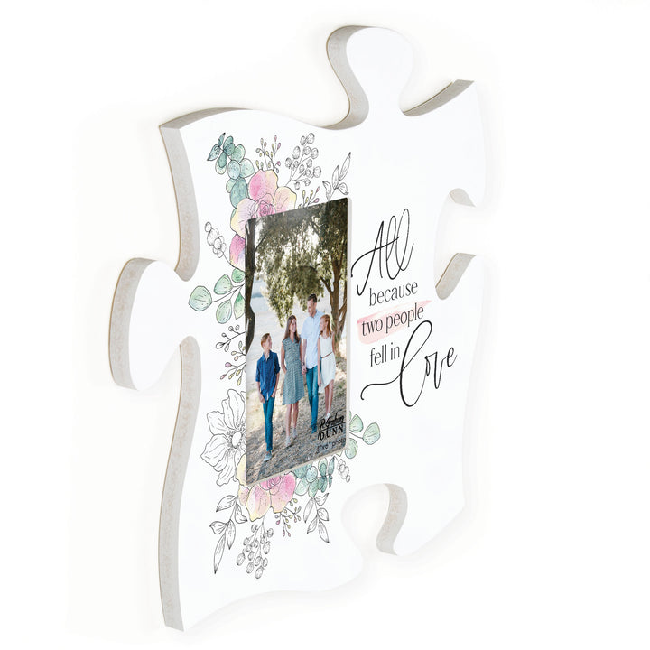 All Because Two People Fell In Love Puzzle Piece Photo Frame (4x6 Photo)