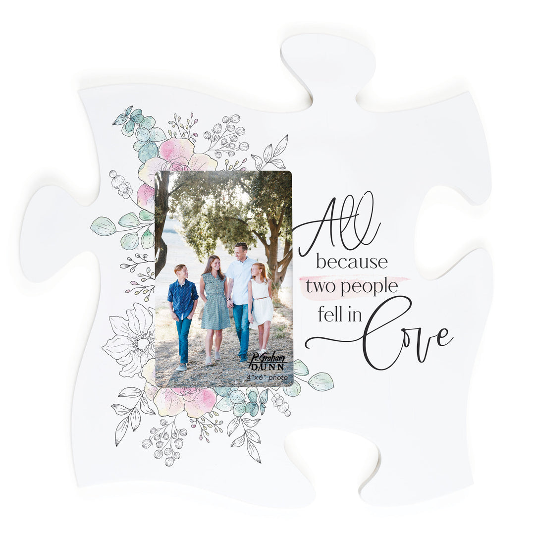 All Because Two People Fell In Love Puzzle Piece Photo Frame (4x6 Photo)