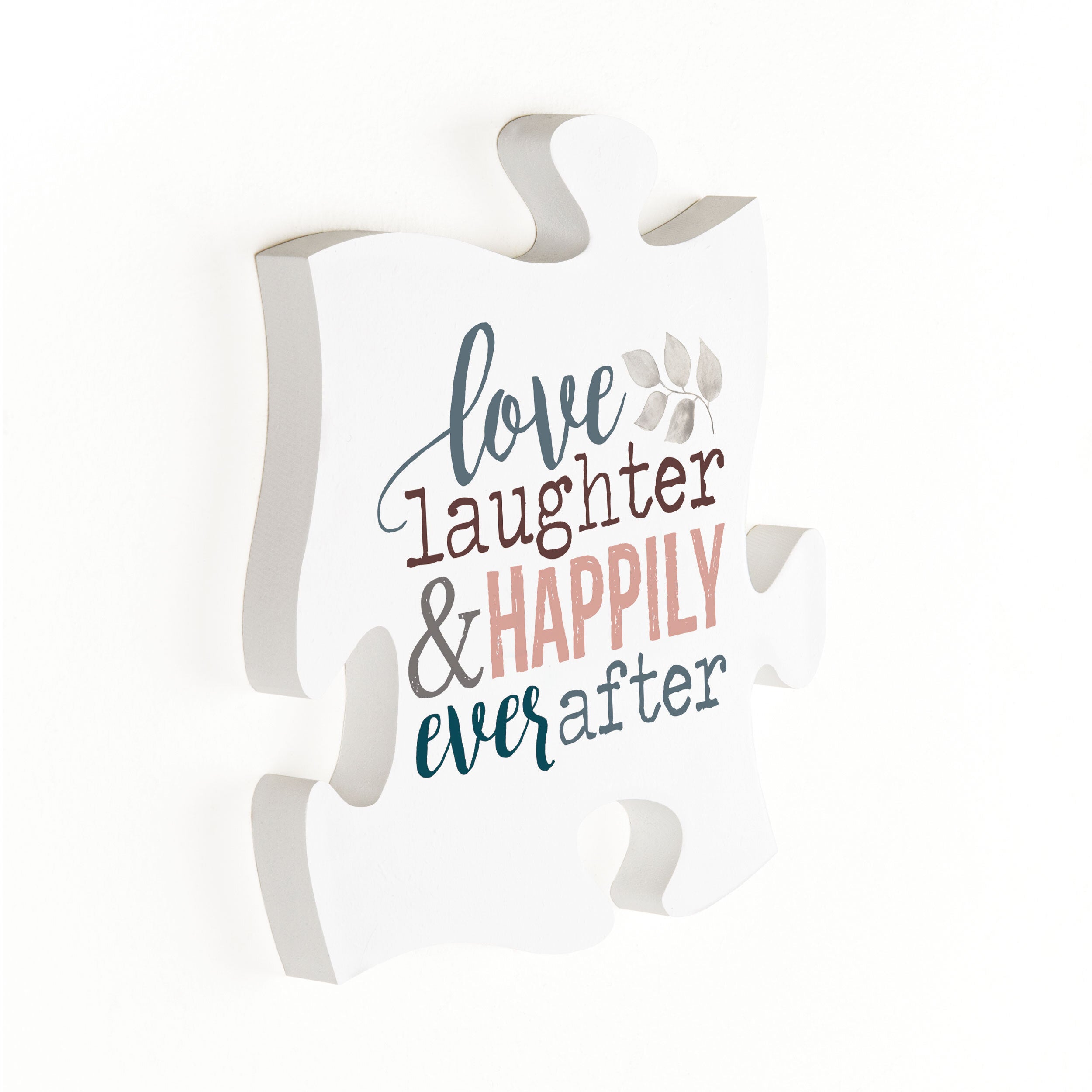 **Love Laughter And Happily Ever After Mini Puzzle Piece Décor