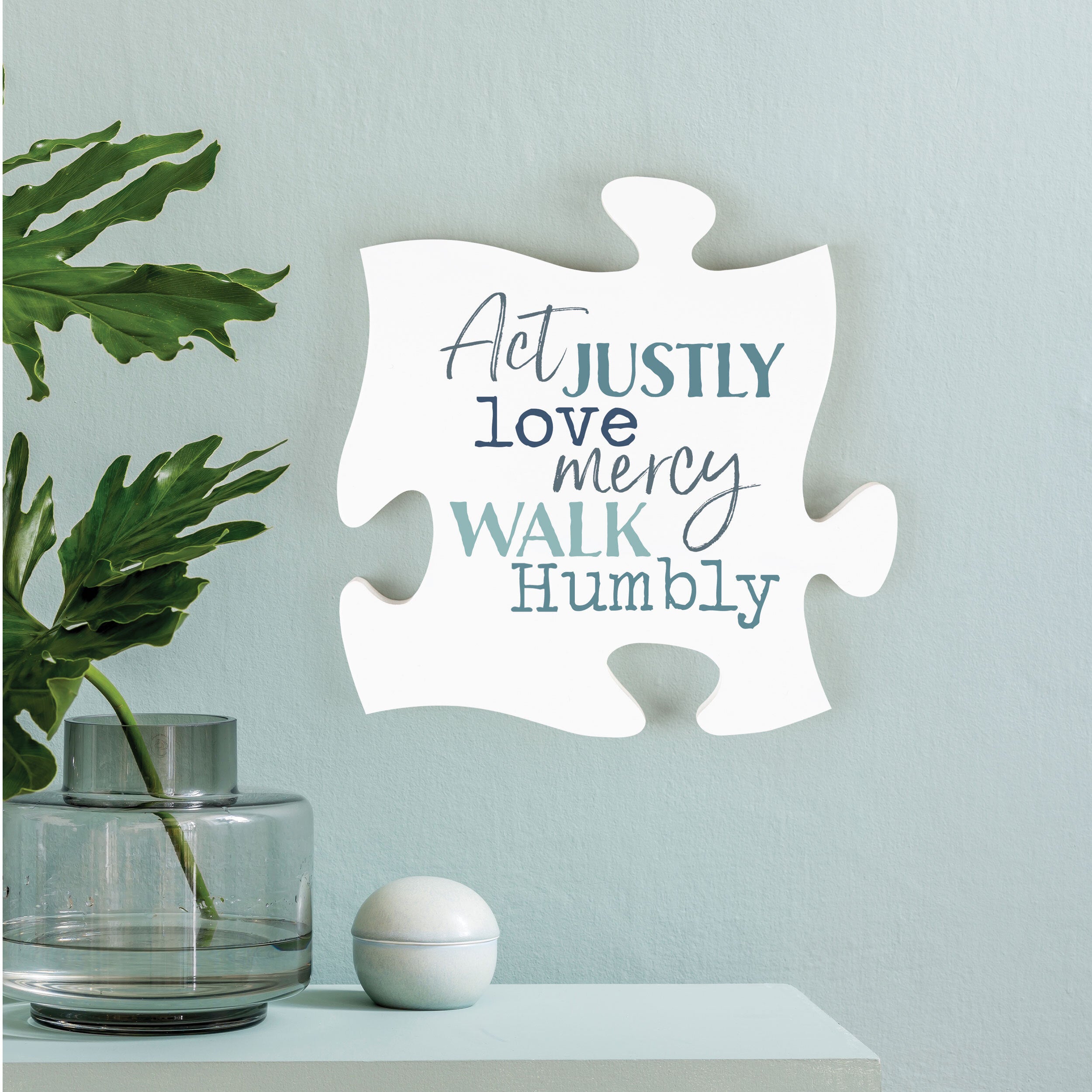 **Act Justly Love Mercy Walk Humbly Mini Puzzle Piece Décor
