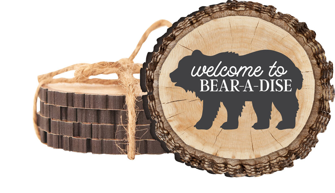 Welcome To Bear-a-dise Barky Coaster 4-pack