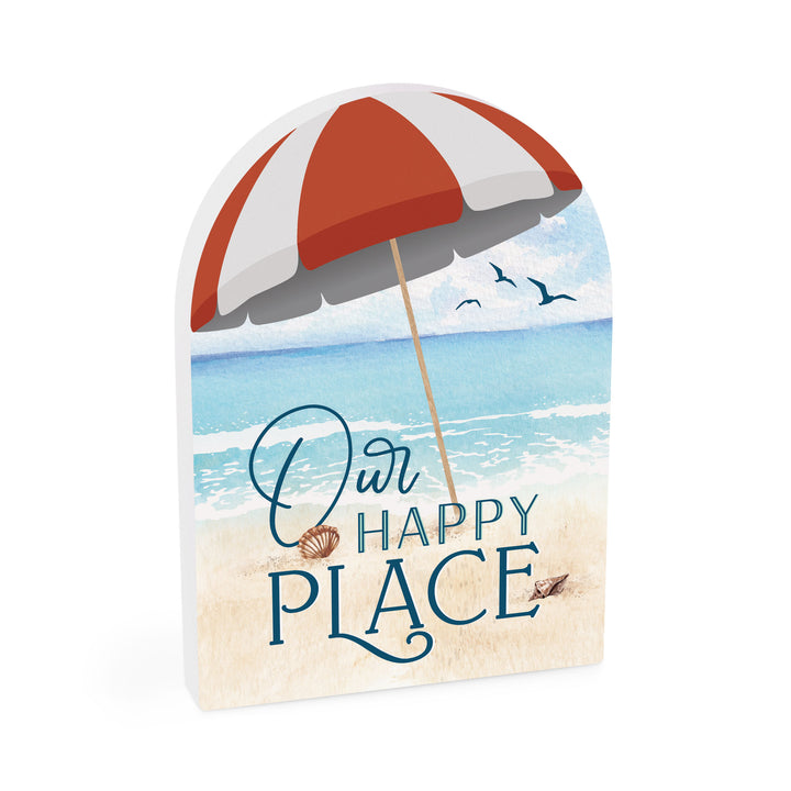 Our Happy Place Beach Scene Shape Décor