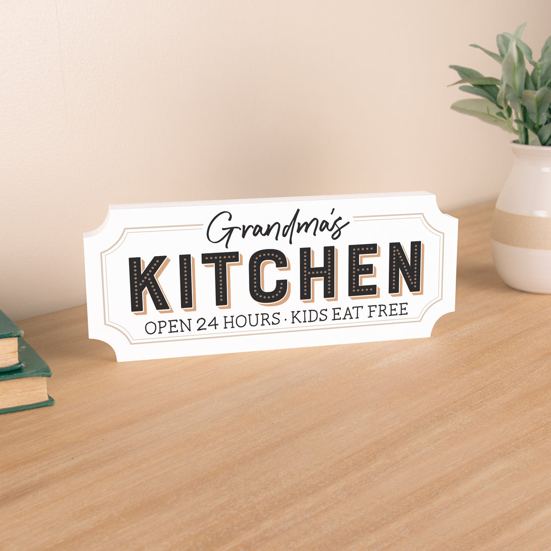 Grandma's Kitchen Open 24 Hours Kids Eat Free Ornate Tabletop Décor