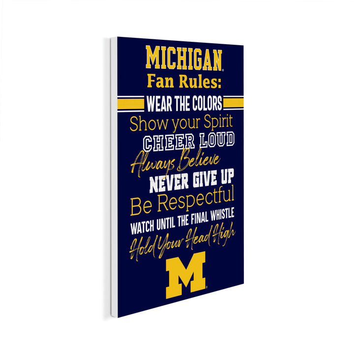 Michigan Wolverines Fan Rules Wall Sign