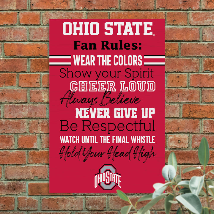 Ohio State Buckeyes Fan Rules Wall Sign