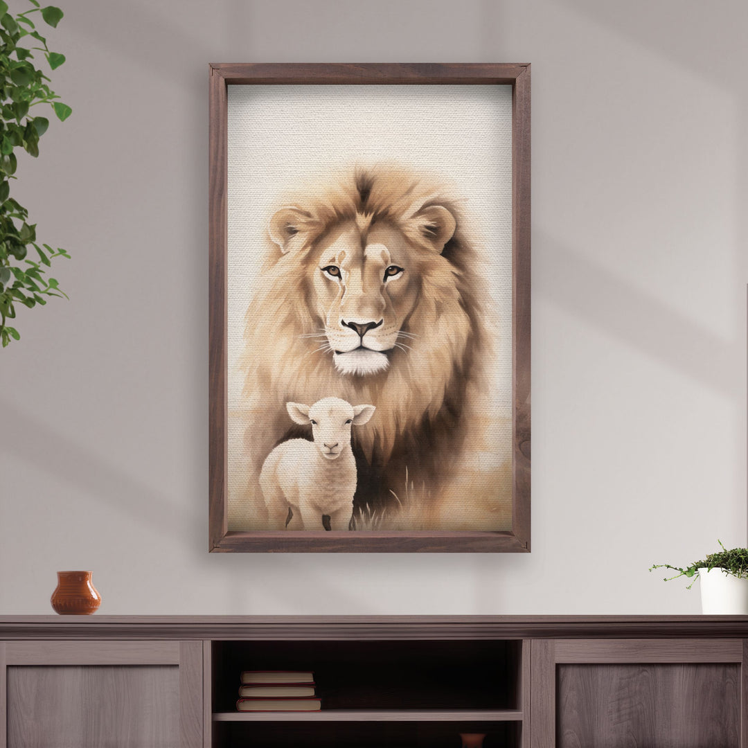 Lion & Lamb Large Framed Print
