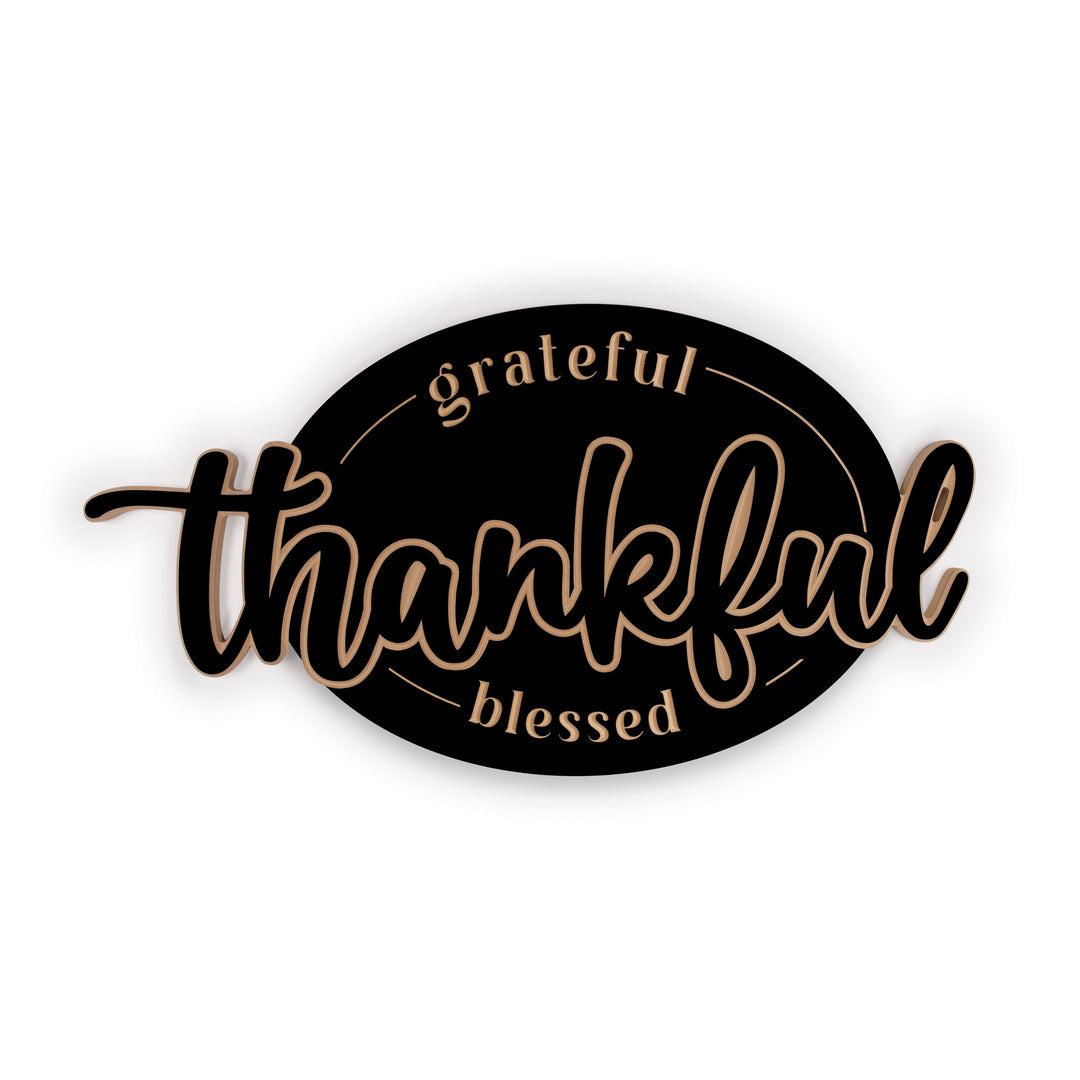 Grateful Thankful Blessed Ornate Décor