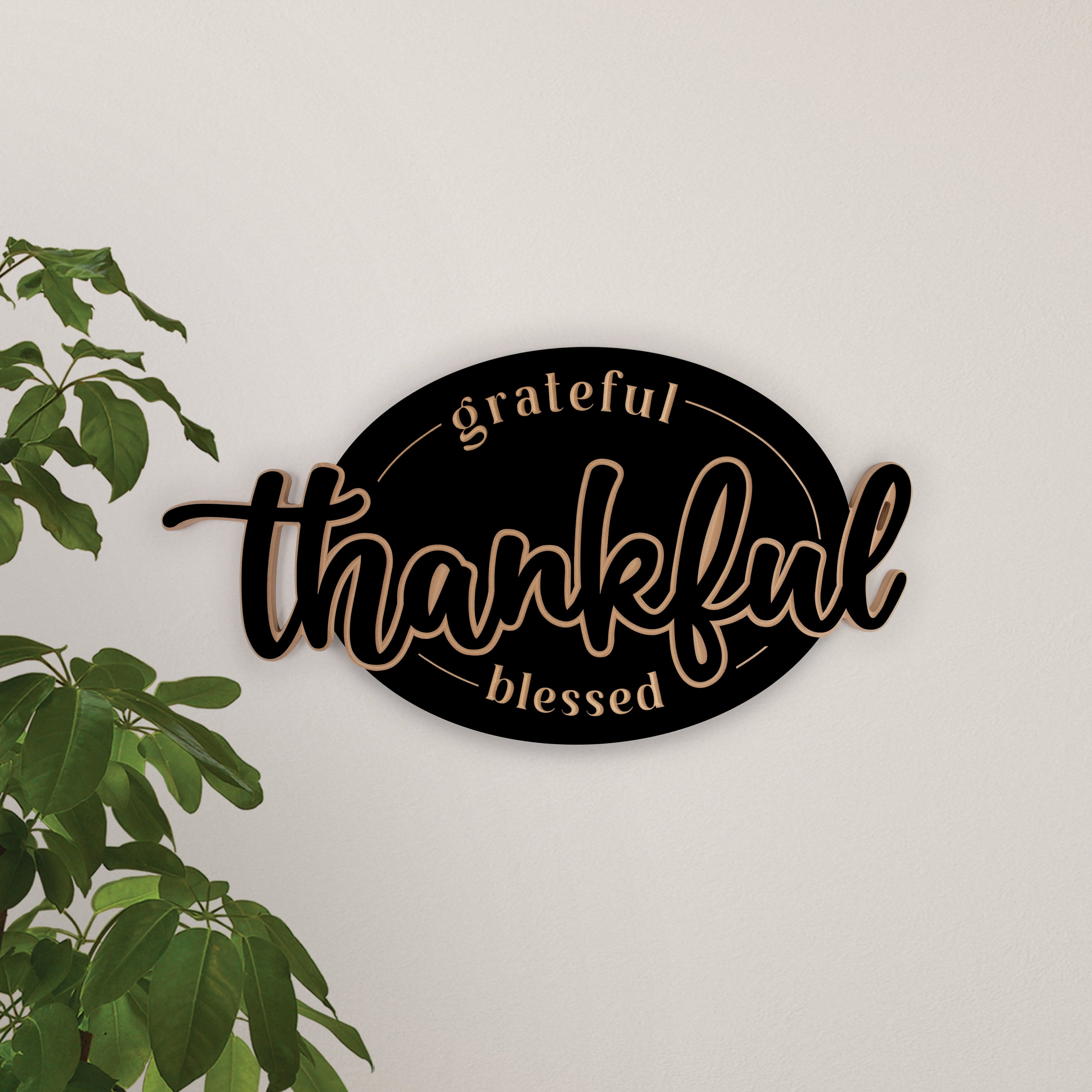 Grateful Thankful Blessed Ornate Décor