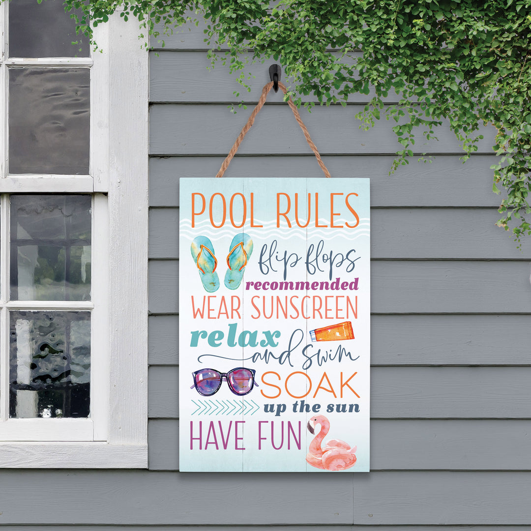 Pool Rules Outdoor Hanging Sign