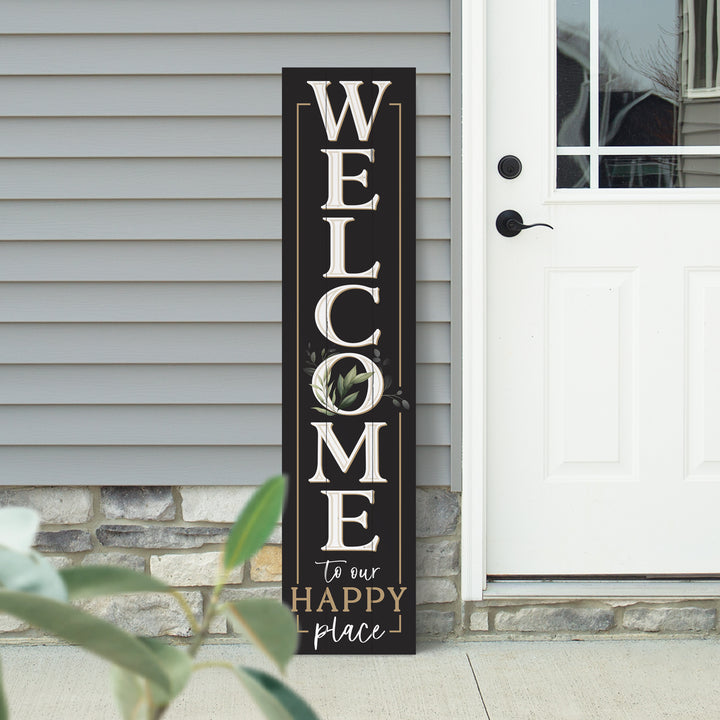 Welcome To Our Happy Place Outdoor Porch Sign