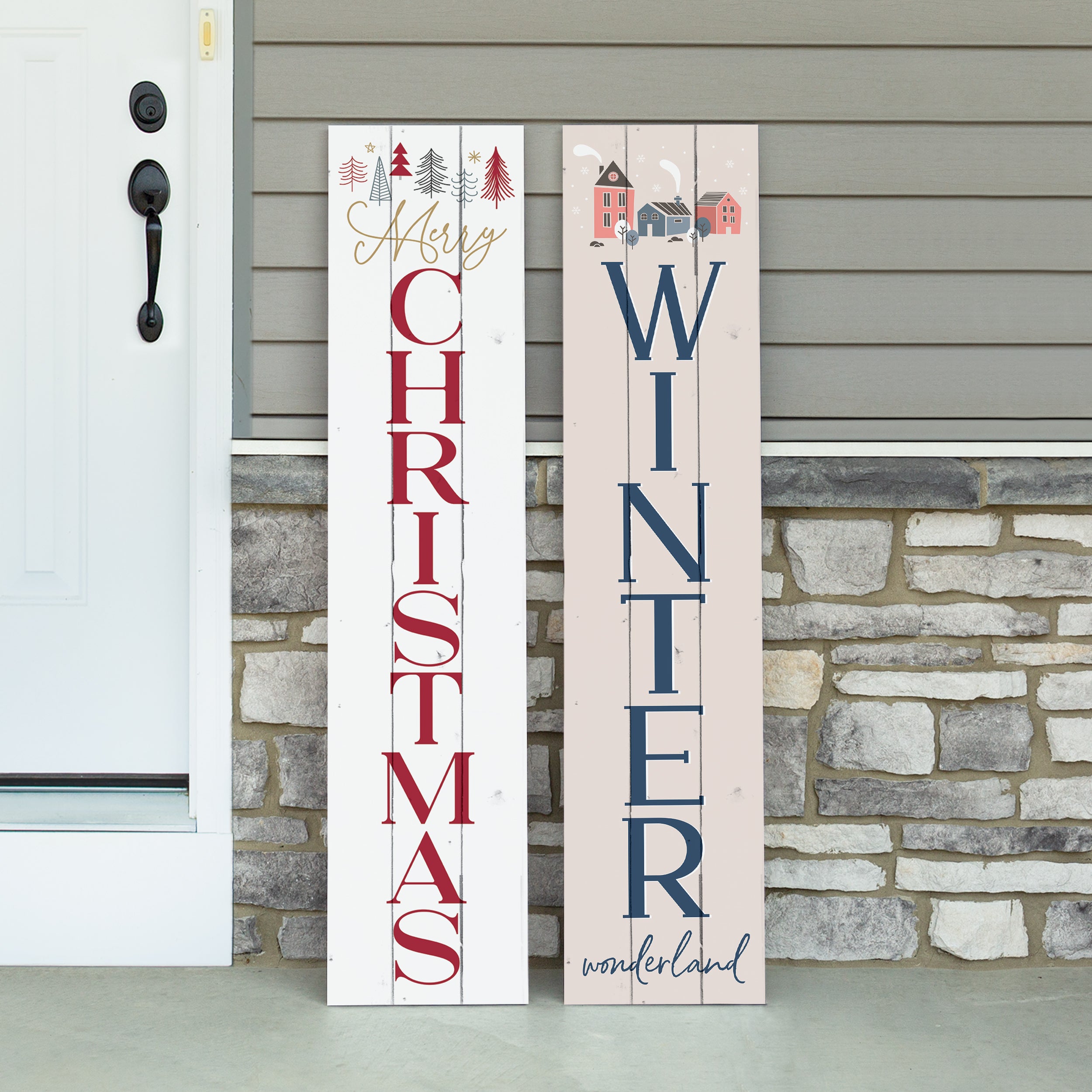 **Merry Christmas/Winter Wonderland Double-Sided Outdoor Porch Sign