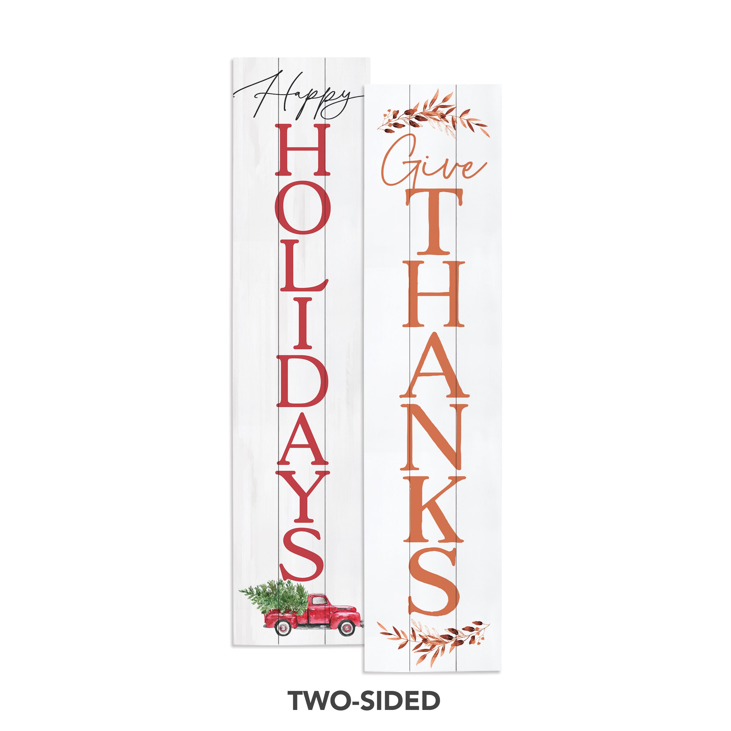 **Give Thanks/Happy Holidays Double-Sided Outdoor Porch Sign