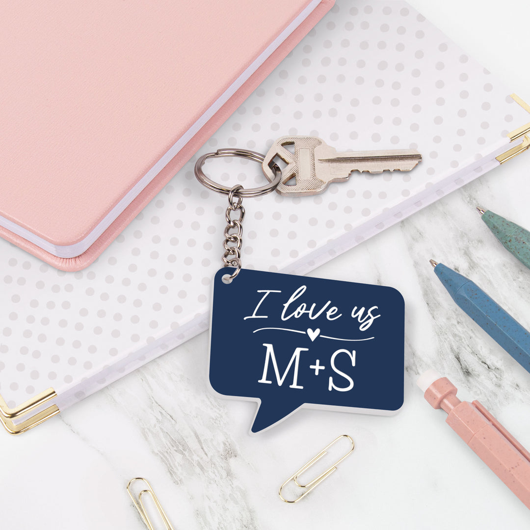 Personalized Blue Word Bubble Keychain