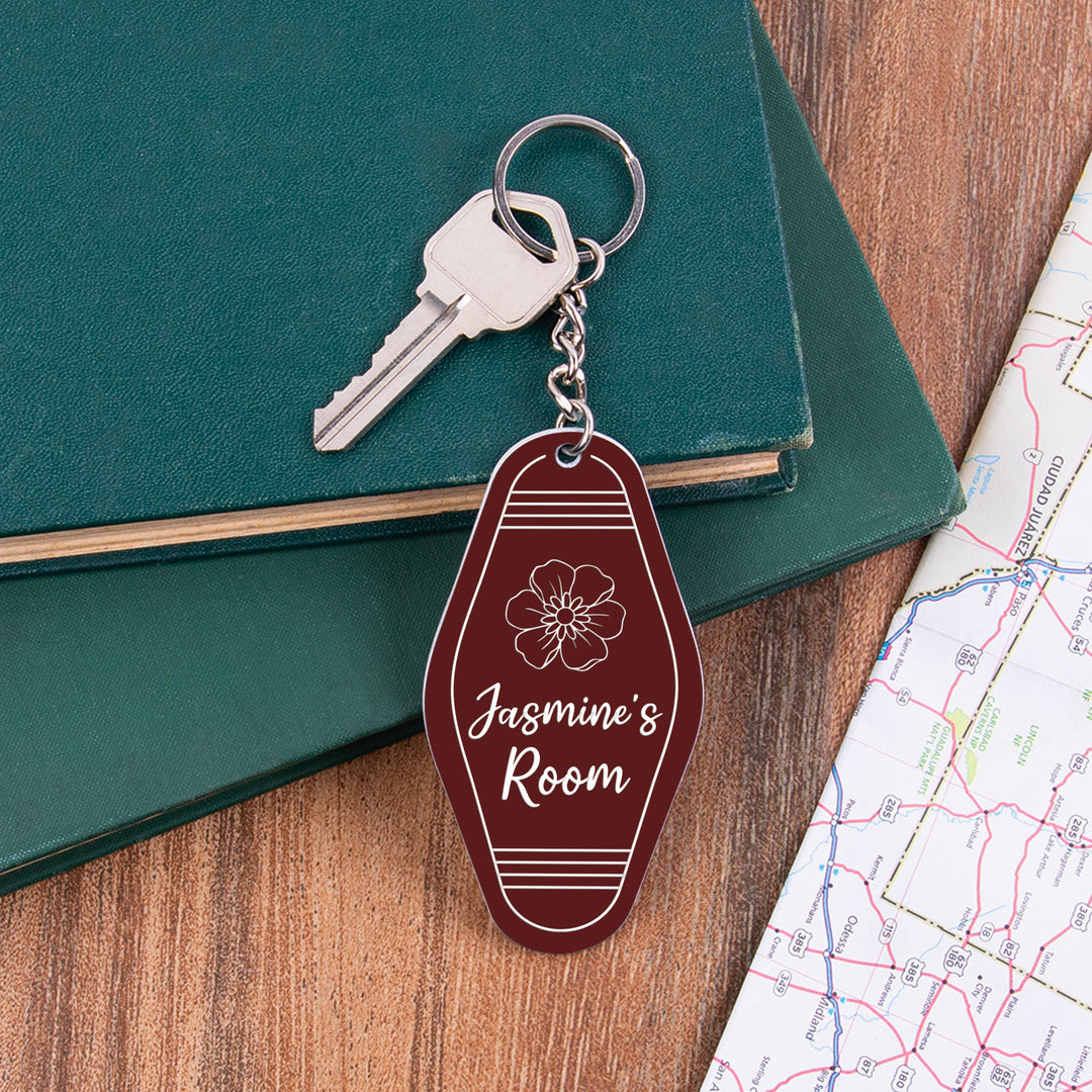 Personalized Maroon Vintage Keychain