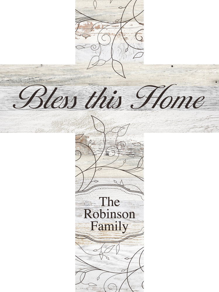 Personalized White Faux Wood Cross
