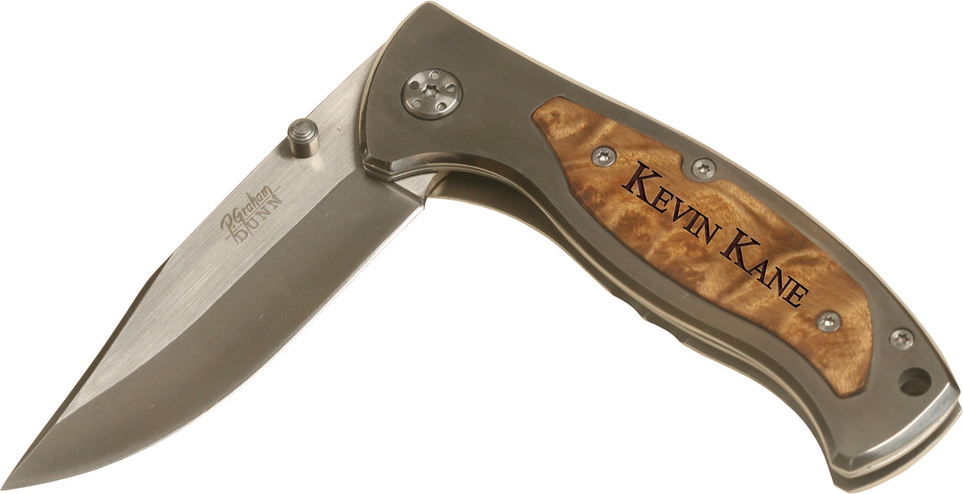 Personalized Wood Pocket Knife with Clip