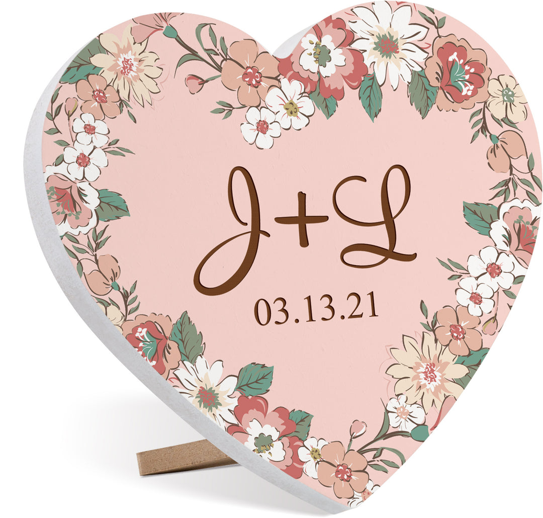 *Personalized Pink Floral Heart Sign