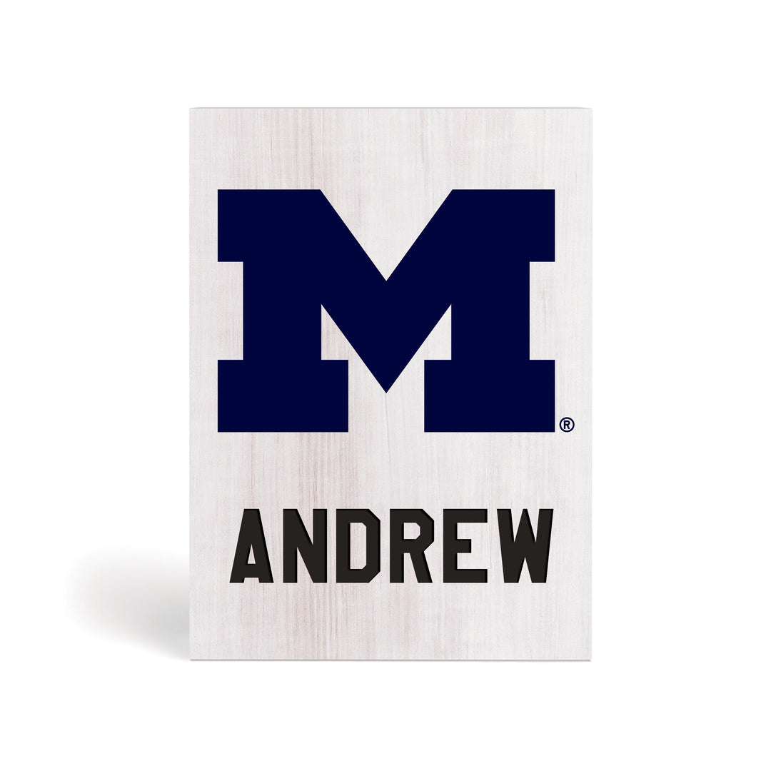 Personalized Michigan Wolverines Wood Block Décor