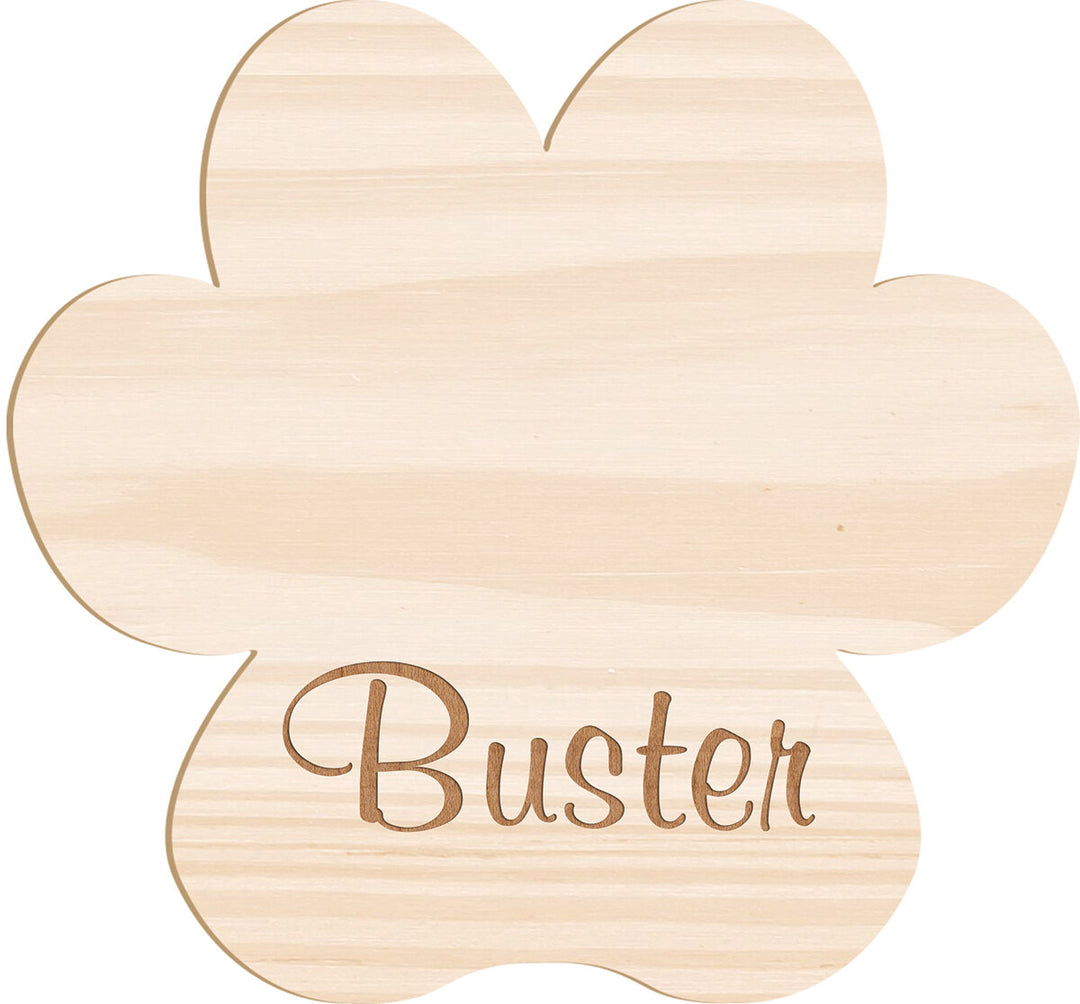 **Personalized Paw Wooden Sticker